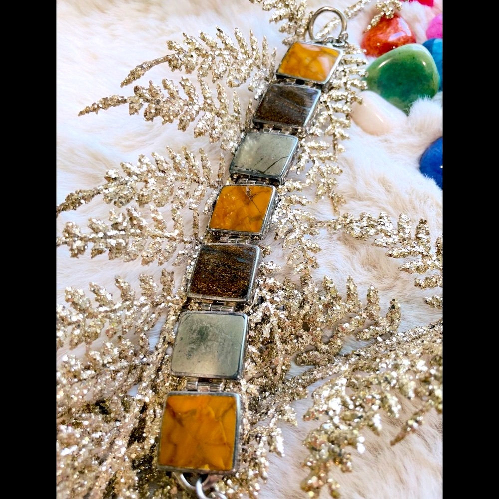 Sterling Silver Jasper Natural Stone Silpada Bracelet